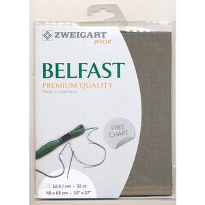 Zweigart Precut Belfast 3609, 32Ct/12.6St 48x68cm Linen Granite Grey
