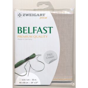 Zweigart Precut Belfast 3609, 32Ct/12.6St Linen Delicate Beige 48x68cm