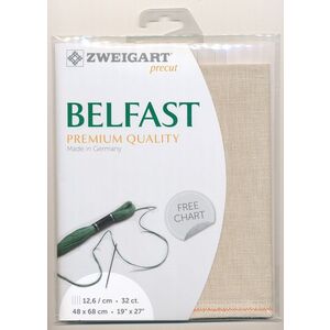 Zweigart Precut Belfast 3609, 32Ct/12.6St Linen Platinum 48x68cm