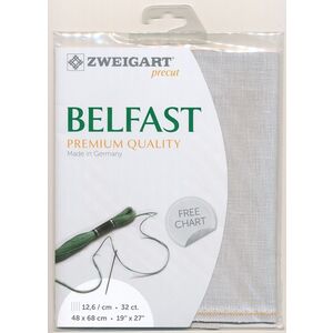 Zweigart Precut Belfast 3609, 32Ct/12.6St 48x68cm Linen Light Ash Grey