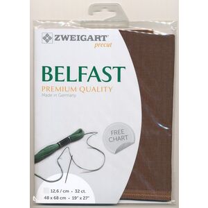 Zweigart Precut Belfast 3609, 32Ct/12.6St 48x68cm Linen Dark Chocolate