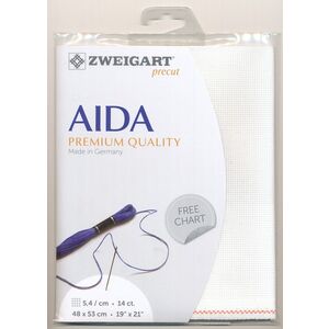 Zweigart Precut Aida 3706.100 WHITE, 14Ct/5.4St 48x53cm Cotton