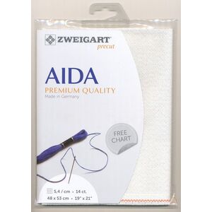 Zweigart Precut Aida Star 3706.11 Opalescent White, 14Ct/5.4St 48x53cm Cott/Met.Poly 88/12