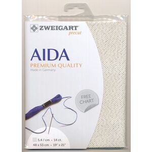 Zweigart Precut Aida Star 3706, 14Ct/5.4St 48x53cm Cott/Met.Poly 93/7 Gold / Cream