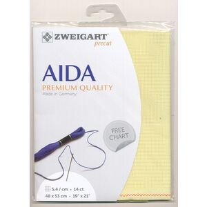 Zweigart Precut Aida 3706.2030 RAY OF LIGHT YELLOW, 14Ct/5.4St 48x53cm Cotton