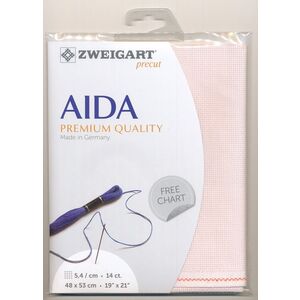 Zweigart Precut Aida 3706, 14Ct/5.4St 48x53cm Cotton Bo-Peep Pink