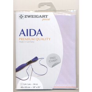 Zweigart Precut Aida 3706.5050 LAVENDER, 14Ct/5.4St 48x53cm Cotton