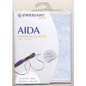 Zweigart Precut Aida 3706.5139, 14Ct/5.4St 48x53cm Cotton Vintage Blue Whisper