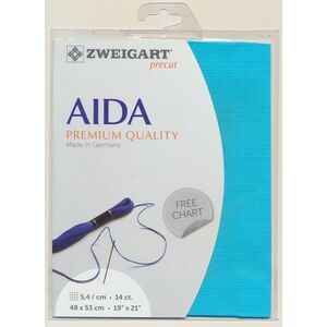 Zweigart Precut Aida 3706, 14Ct/5.4St 48x53cm Cotton Vintage Alaskan Blue