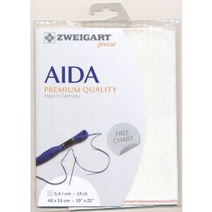 Zweigart Precut Aida Stern 3706, 14Ct/5.4St 48x53cm Cotton Blue Dots / White