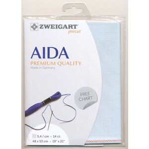 Zweigart Precut Aida 3706, 14Ct/5.4St 48x53cm Cotton Ice Blue