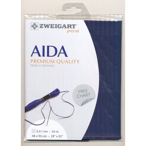 Zweigart Precut Aida 3706, 14Ct/5.4St 48x53cm Cotton Navy Blue (589)