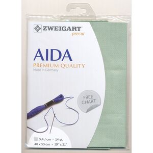 Zweigart Precut Aida 3706, 14Ct/5.4St 48x53cm Cotton Celadon Green