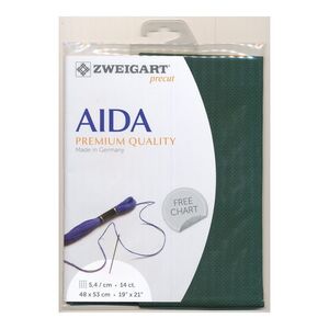 Zweigart Precut Aida 3706.647 FOREST GREEN, 14Ct/5.4St 48x53cm Cotton