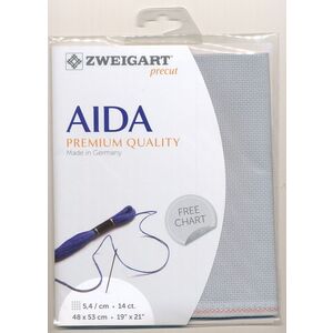 Zweigart Precut Aida 3706.713 PEWTER GREY, 14Ct/5.4St 48x53cm Cotton