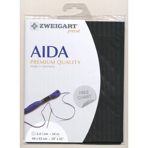Zweigart Precut Aida 3706, 14Ct/5.4St 48x53cm Cotton Black