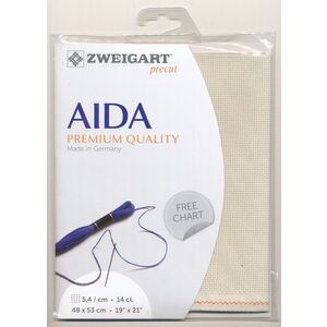 Zweigart Precut Aida 3706.770 PLATINUM, 14Ct/5.4St 48x53cm Cotton