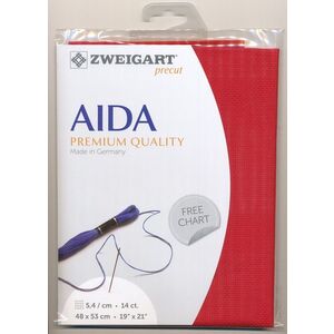 Zweigart Precut Aida 3706.954 CHRISTMAS RED, 14Ct/5.4St 48x53cm Cotton