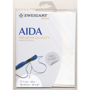 Zweigart Precut Aida Fine 3793.100 WHITE, 18Ct/7St 48x53cm Cotton