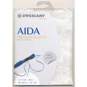 Zweigart Precut Aida Fine 3793, 18Ct/7St 48x53cm Cotton Vintage Smokey White