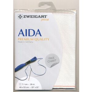 Zweigart Precut Aida Fine 3793.11 Opalescent White, 18Ct/7St 48x53cm Cott/Met.Poly 87/13