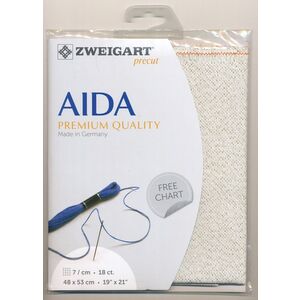 Zweigart Precut Aida Fine 3793, 18Ct/7St 48x53cm Cott/Met.Poly 91/9 Gold / Cream