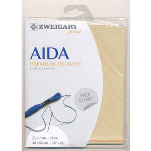 Zweigart Precut Aida Fine 3793, 18Ct/7St 48x53cm Cotton Beige