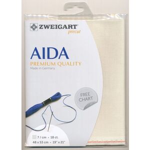 Zweigart Precut Aida Fine 3793.264 ECRU, 18Ct/7St 48x53cm Cotton