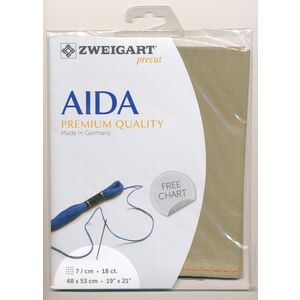 Zweigart Precut Aida Fine 3793, 18Ct/7St 48x53cm Cotton Dirty Aida