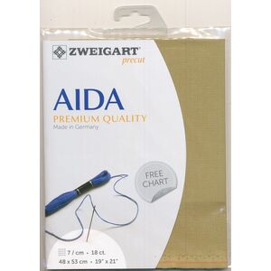 Zweigart Precut Aida Fine 3793, 18Ct/7St 48x53cm Cotton Willow Green
