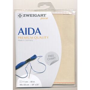 Zweigart Precut Aida Fine 3793, 18Ct/7St 48x53cm Cotton Dark Ecru