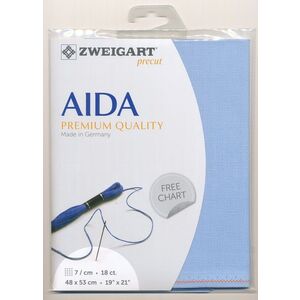 Zweigart Precut Aida Fine 3793, 18Ct/7St 48x53cm Cotton Light Blue