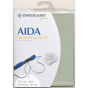 Zweigart Precut Aida Fine 3793.611 CELADON GREEN, 18Ct/7St 48x53cm Cotton