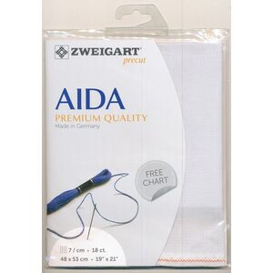 Zweigart Precut Aida Fine 3793, 18Ct/7St 48x53cm Cotton Silvery Moon