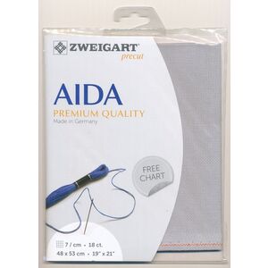 Zweigart Precut Aida Fine 3793, 18Ct/7St 48x53cm Cotton Pearl Grey