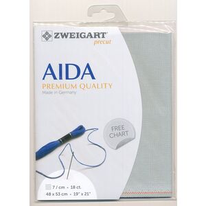 Zweigart Precut Aida Fine 3793.718, 18Ct/7St 48x53cm Cotton Confederate Grey