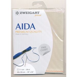 Zweigart Precut Aida Fine 3793.770 PLATINUM, 18Ct/7St 48x53cm Cotton