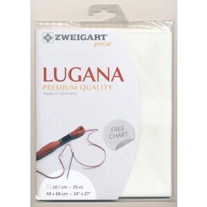 Zweigart Precut Lugana 3835.100, 25Ct/10St 48x68cm Cott/Visc 52/48 White