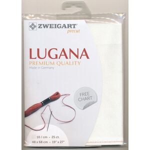 Zweigart Precut Lugana 3835.101 Antique White, 25Ct/10St 48x68cm Cott/Visc 52/48