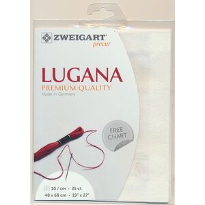 Zweigart Precut Lugana 3835, 25Ct/10St 48x68cm Cott/Visc/Met.Poly 48/44/8 Opalescent White