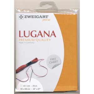 Zweigart Precut Lugana 3835, 25Ct/10St 48x68cm Cott/Visc 52/48 Persian Orange