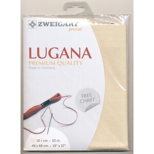 Zweigart Precut Lugana 3835, 25Ct/10St 48x68cm Cott/Visc 52/48 Cream