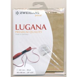 Zweigart Precut Lugana 3835, 25Ct/10St 48x68cm Cott/Visc 52/48 Vintage Country Mocha