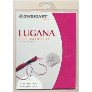 Zweigart Precut Lugana 3835, 25Ct/10St 48x68cm Cott/Visc 52/48 Raspberry Sorbet