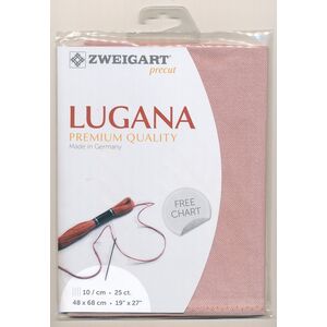 Zweigart Precut Lugana 3835, 25Ct/10St 48x68cm Cott/Visc 52/48 Ash Rose