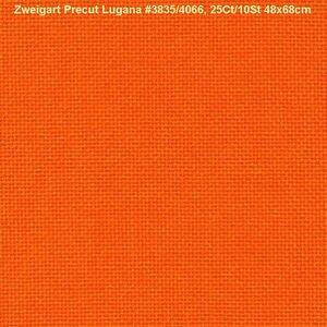 Zweigart Precut Lugana 3835, 25Ct/10St 48x68cm Cott/Visc 52/48 Orange