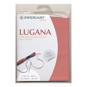 Zweigart Precut Lugana 3835, 25Ct/10St 48x68cm Cott/Visc 52/48 French Pink