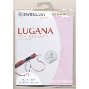 Zweigart Precut Lugana 3835, 25Ct/10St 48x68cm Cott/Visc 52/48 Angel Blush Pink