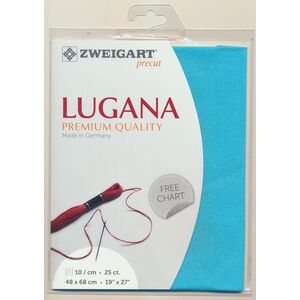 Zweigart Precut Lugana 3835, 25Ct/10St 48x68cm Cott/Visc 52/48 Alaskan Blue