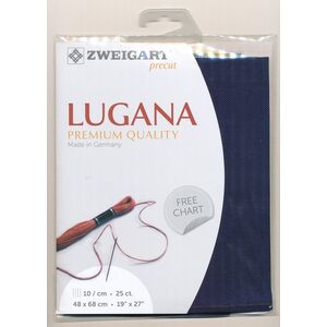 Zweigart Precut Lugana 3835, 25Ct/10St 48x68cm Cott/Visc 52/48 Navy